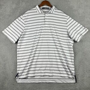 RLX Ralph Lauren Striped Golf Polo Mens XXL White Grey Short Sleeve Performance